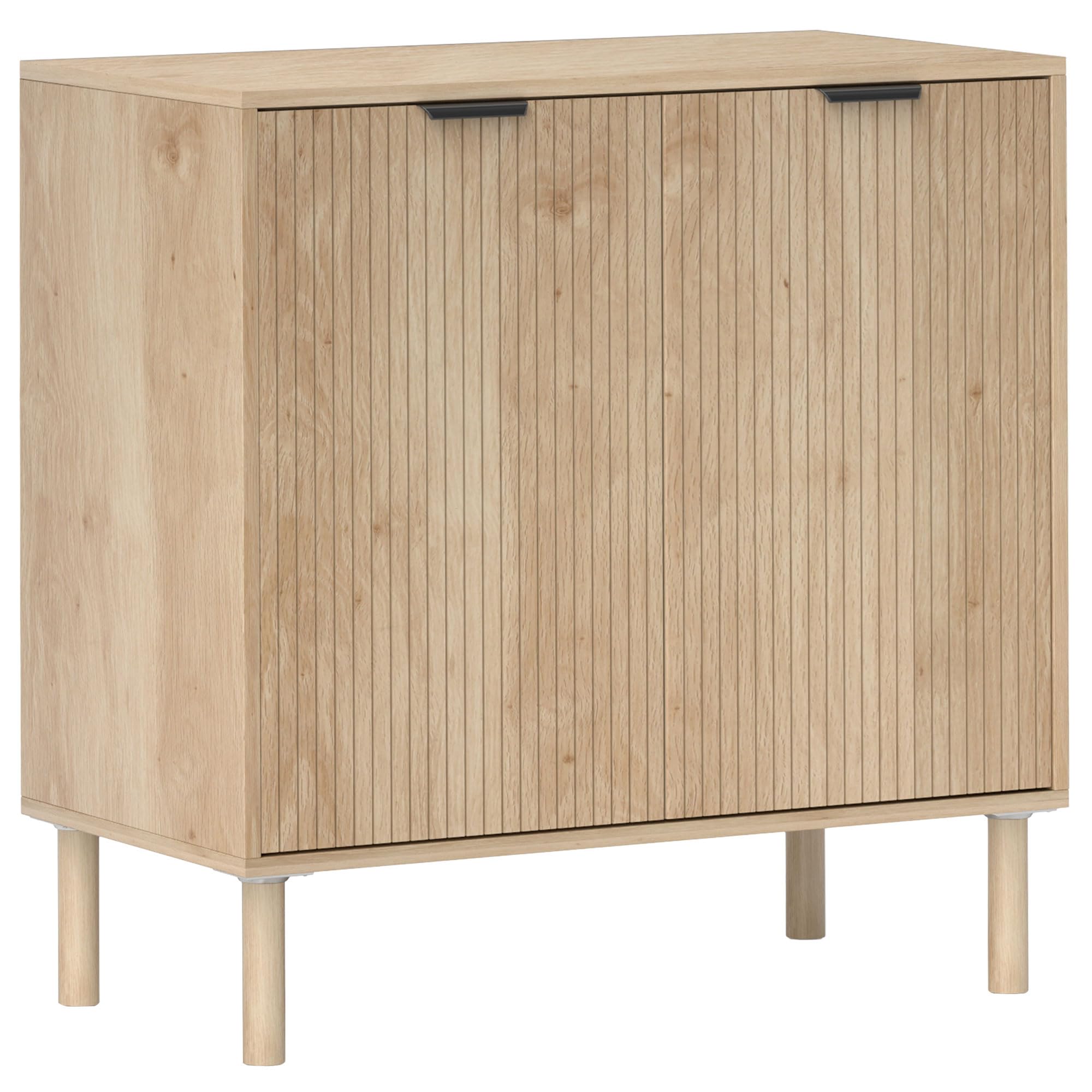 HOMCOM Mobiletto Multiuso a 2 Livelli con Ripiano Regolabile su 3 Livelli, Mobile Contenitore con Gambe in Legno di Pino, per Soggiorno e Camera da Letto, 78x40x77.5 cm, Color Rovere