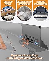 Vista 5 de Sistema de Drenaje de Grasa Trasero para Mejora del Recolector de Grasa Blackstone, Embudo de Trampa de Grasa Blackstone con Puerta de Grasa, Cubo