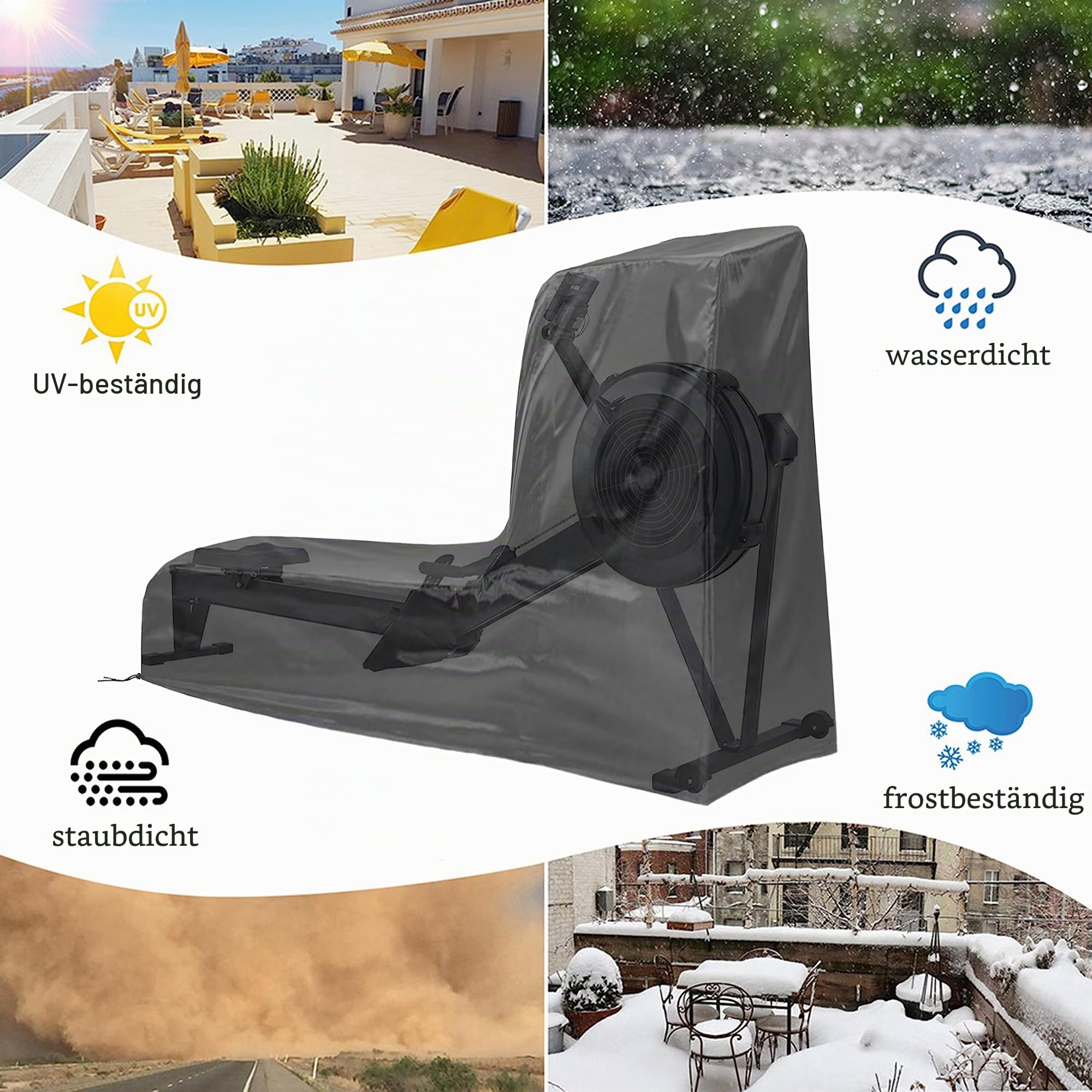 Abdeckung Rudergerät entworfen für Concept2 - Wasserdicht Staubdicht Kratzfest, UV-beständig (241 x 61 x 100 cm)