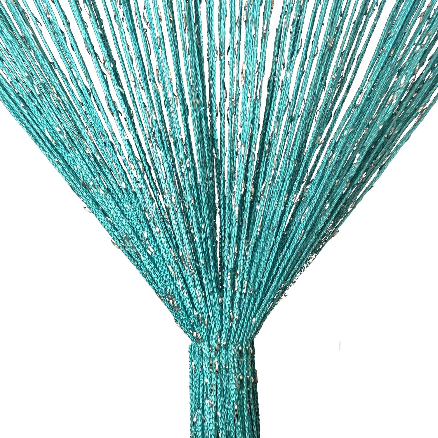 Rideau de Porte à Perles, séparateur de pièce à Suspendre, décoration Hippie à Paillettes, Panneau à Franges pour Placard, fenêtre, Portes à Paillettes, Pompons (Bleu)