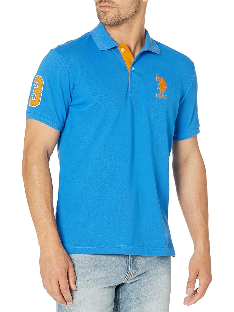 U.S. POLO ASSN. Slim Fit Big Horse Polo with Stripe Collar