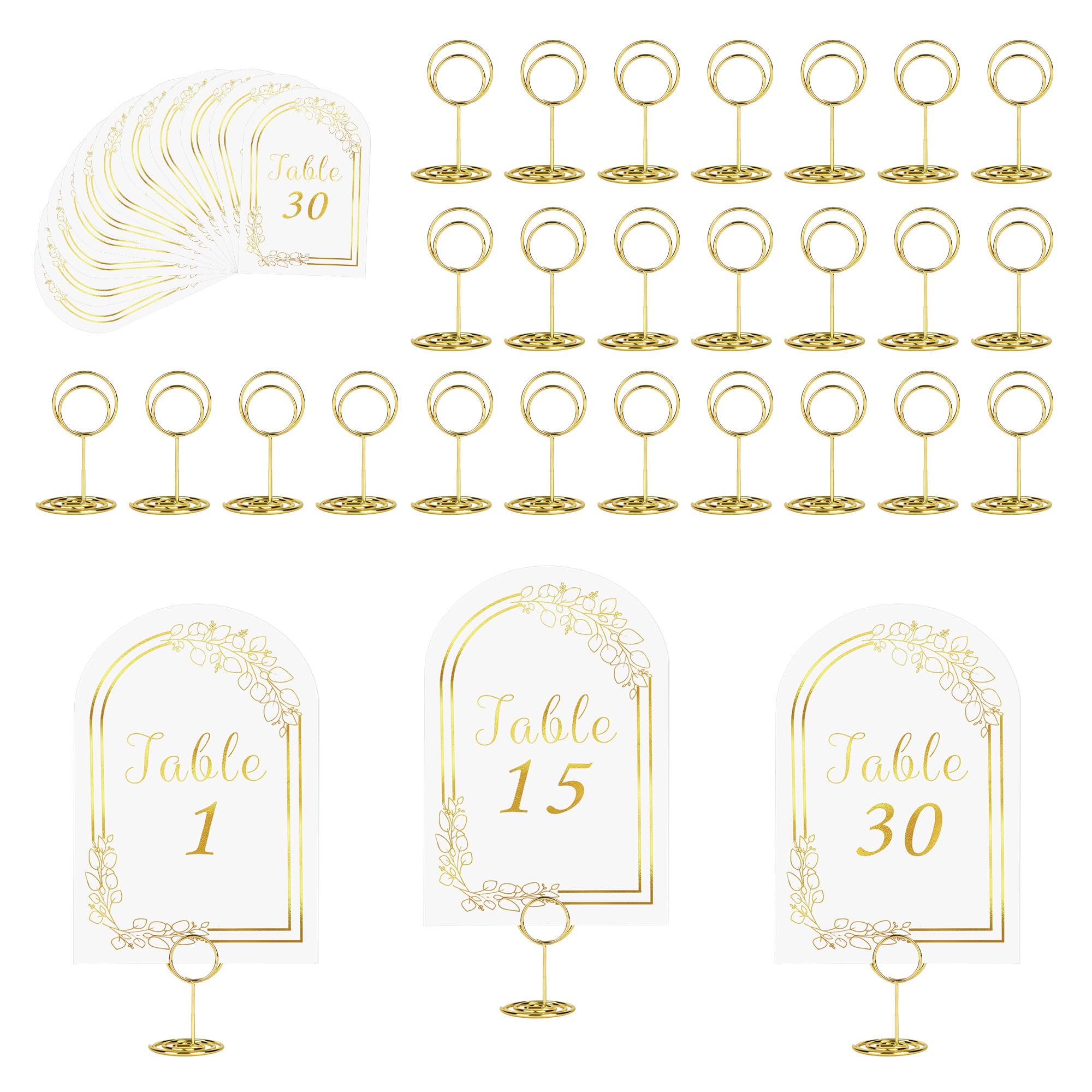 Porte-numéros de table ronds JOYIT en métal brillant avec cartes pour anniversaire