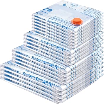 Vacuum Storage Bags 18 Pack,4 Jumbo, 4 Large, 4 Midium, 4 Small,2 Roll Bags Space Saver Sealer Bags, Airtight Compression Bags for Clothes, Pillows, Comforters, Blankets, Bedding,clothing