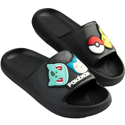 Get Trend Pokemon Boys Slides, Open-Toe EVA Kids Slip-on Sandals, Comfy & Anti-Slip, Beach Pool Shower Shoes House Slides