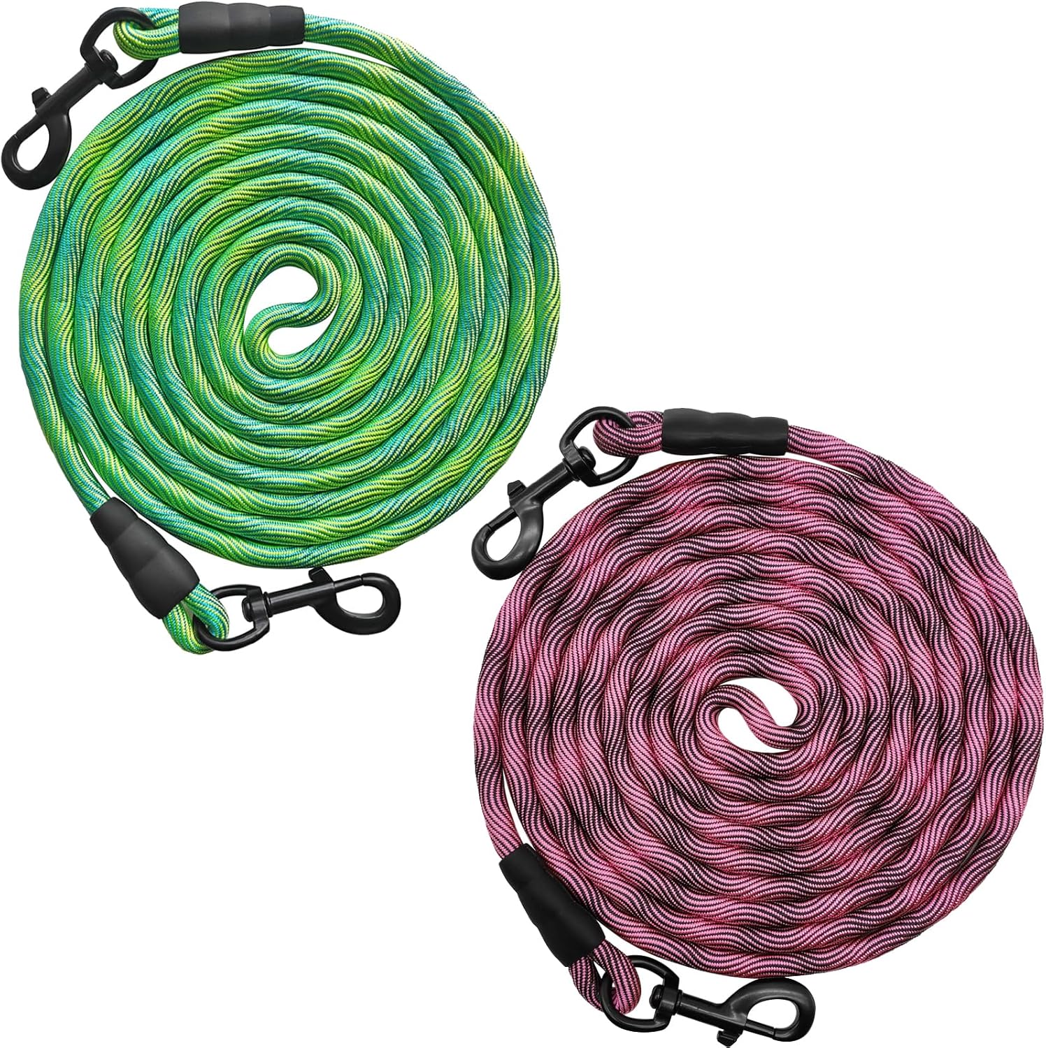 30ft Dog Tie Out Rope Leash (Green + Pinkblack)