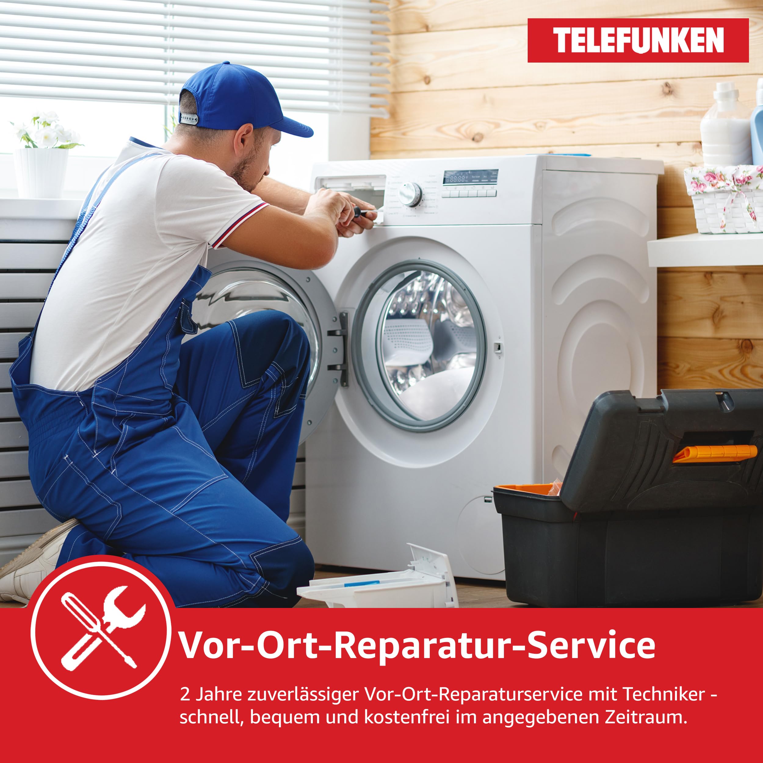 Telefunken W714A1W Waschmaschine 7kg Frontlader 1400 U/Min. EEK A | Inverter Motor - Leise & Effizient, Schontrommel aus Edelstahl, Startzeitvorwahl, Washing Machine, 15 Programme, weiß