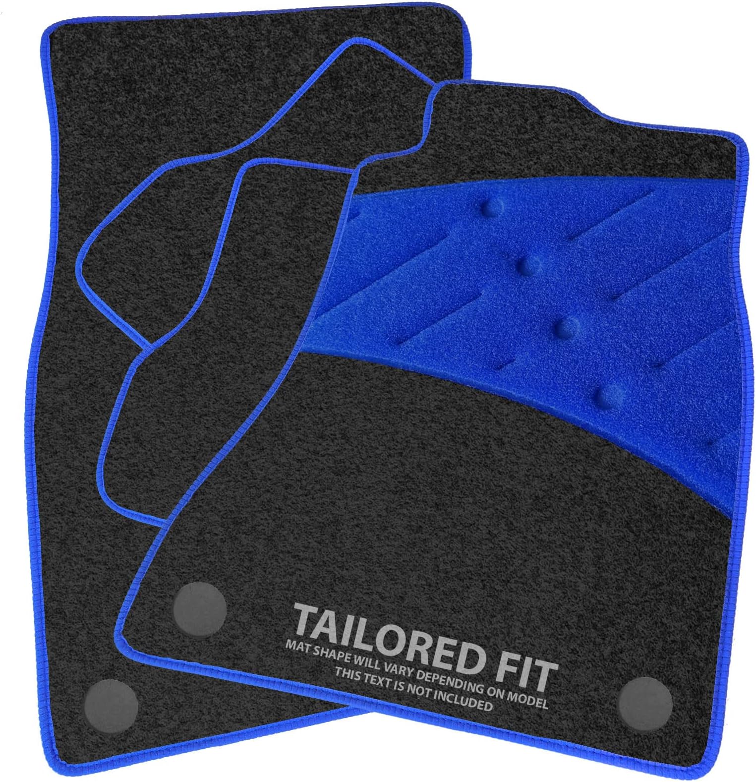 Car Mats to fit MG HS automatic (2019-2024) Charcoal Carpet with Blue Ribbed Trim & Blue Full Width Heel Pad [2464]