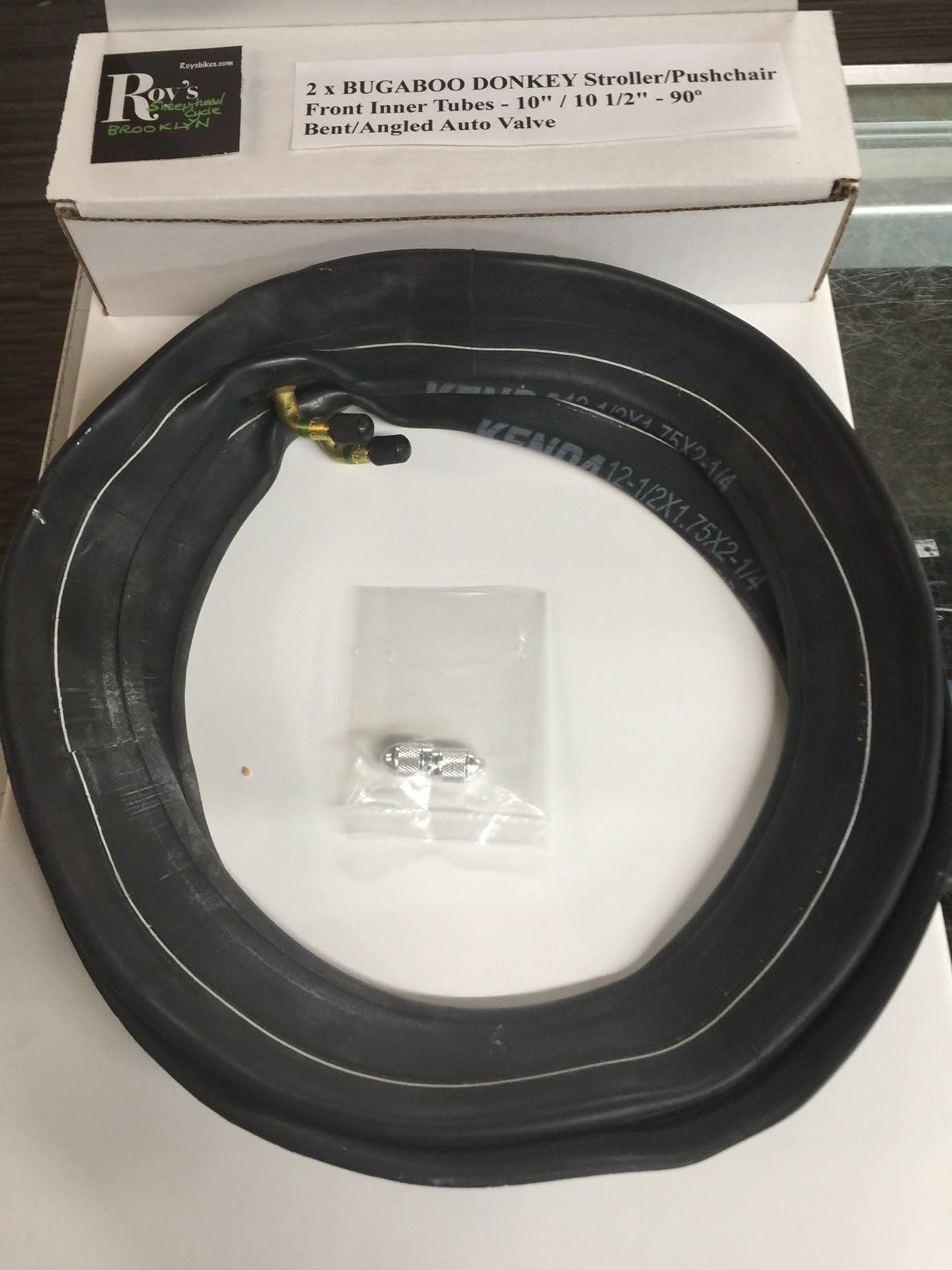 2 (Two) X Bugaboo Donkey Stroller/Jogger Front Inner Tubes 10" /10 1/2 " Bent Valve with Free Upgraded Valve Caps $4.99 Value