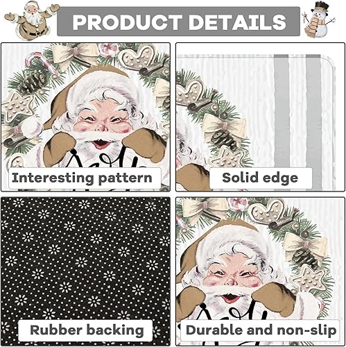 Miniatura 3 de Let It Snow Snowman Juego de 2 tapetes de cocina vintage con diseño de muñeco de nieve de Claus, tapete de cocina retro de Navidad, absorbente de