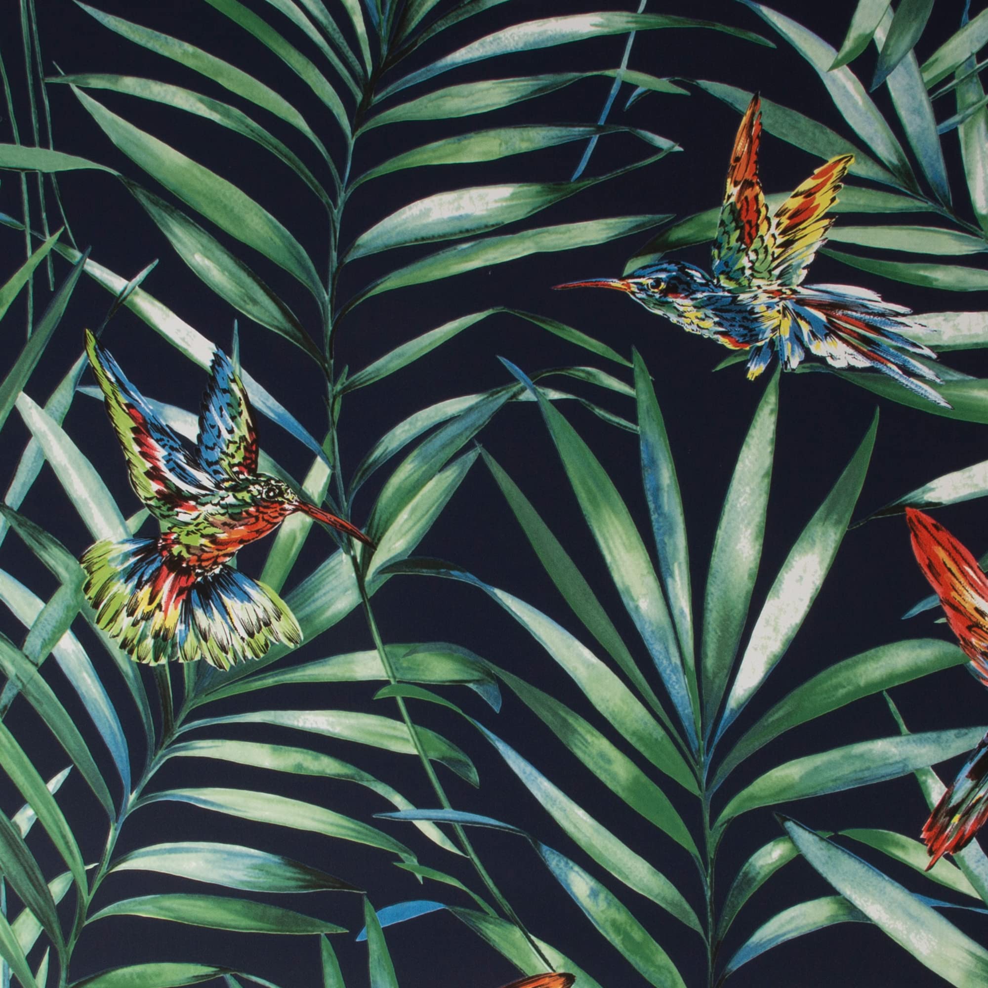 Papier peint autocollant oiseaux tropicaux noir tapisserie repositionnable sans bulle