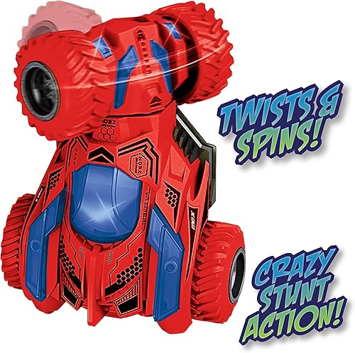 Miniatura 3 de Geospace Coche de acrobacias de fricción con ruedas delanteras giratorias 360  1 auto de acrobacias impulsado por empuje de mano (rojoazul)