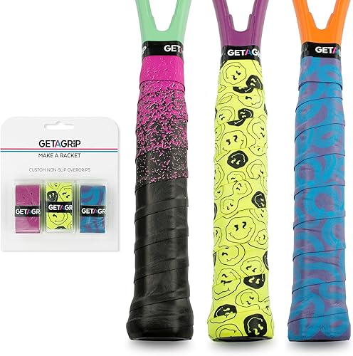 Miniatura 32 de Get A Grip - Grip personalizado para raqueta de tenis - Agarre antideslizante/de secado rápido para tenis - Grip precortado para raqueta de The