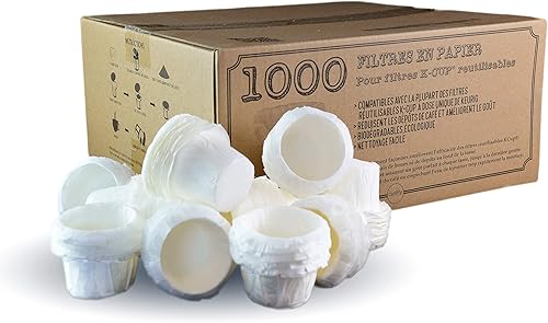 canFly 1000 filtros de papel desechables K-CUP para filtros Keurig de una sola taza compatibles con Ekobrew, EZ-Cup y otros filtros reutilizables