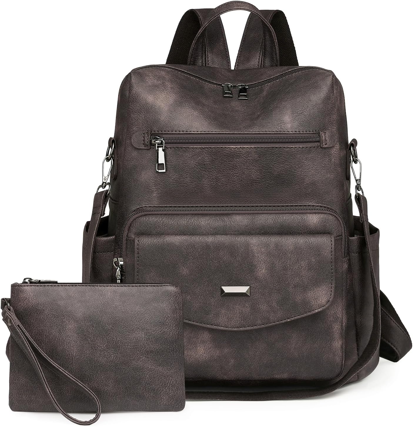 GAEKEAO Backpack Purse for Women Leather Fashion Designer Ladies Shoulder Bags Travel Backpack Convertible Satchel Bag With Wristlet