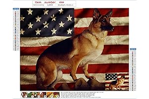 Diamond Painting Kit for German Shepherd Lovers - American Flag Canvas Fully Drill DIY Art