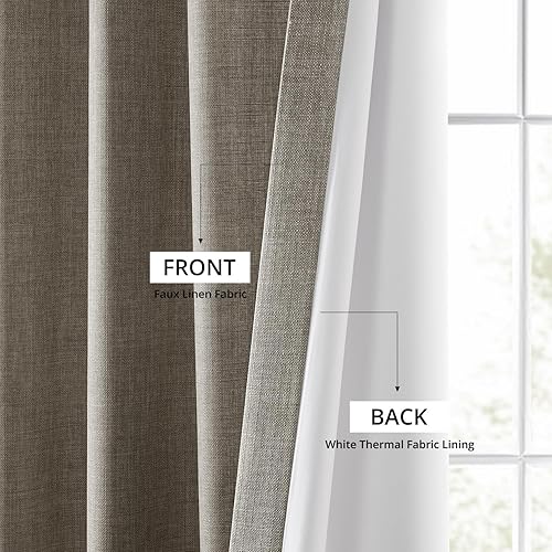 Miniatura 5 de HPD Half Price Drapes Cortinas italianas de lino sintético de 108 pulgadas de largo, cortinas de oscurecimiento de habitación para dormitorio y sala