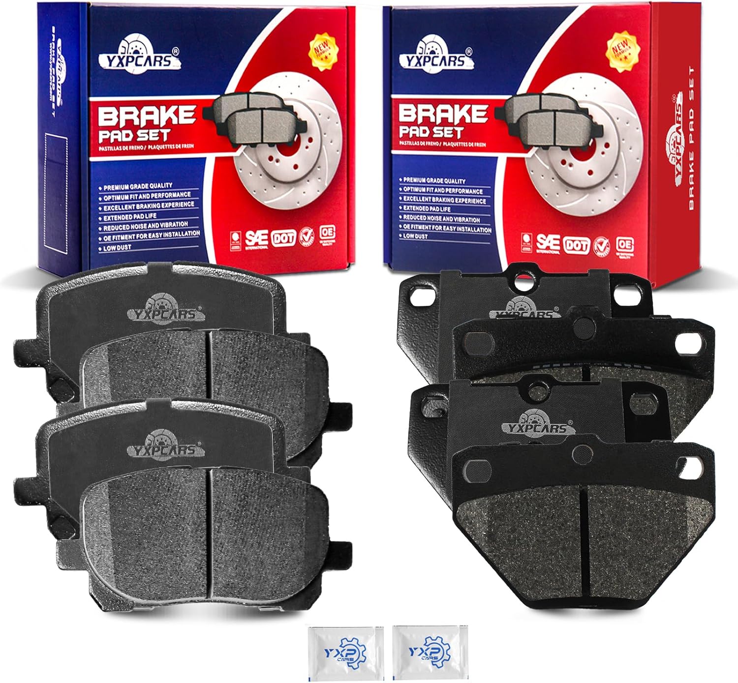 Front and Rear Ceramic Disc Brake Pads Set Replacement for Pontiac Vibe 2003 2004 2005 2006 Gt, for Toyota Corolla 2005-2006 Xrs/Matrix 2003-2006 Xrs/Matrix 2007 Xr