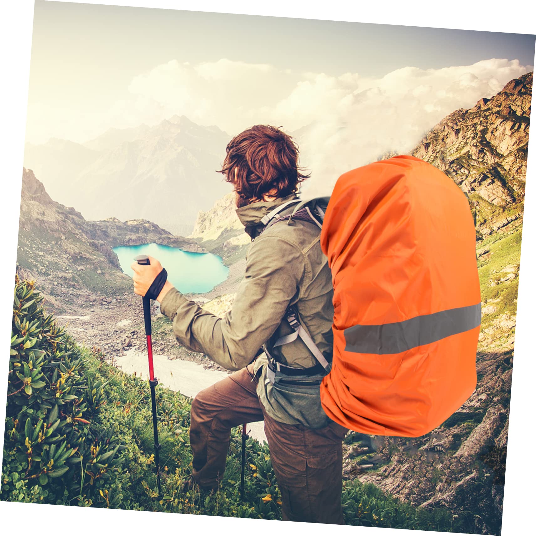 TOYANDONA Funda para Lluvia Cinta Reflectante Funda Impermeable Trasera Impermeable Funda para Lluvia Funda para Senderismo Funda para Viaje Funda Impermeable Color Naranja