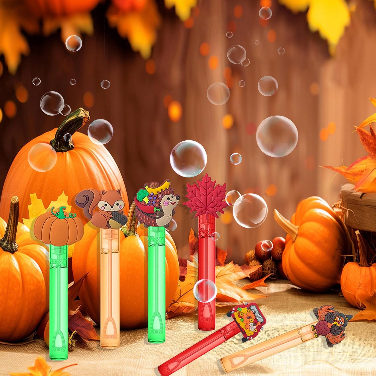 YQUQWN 24 PCS Fall Thanksgiving Bubbles Party Favors Bulk Fall Turkey Bubble Wands for Thanksgiving Gift Party Bag Stuffers Filler Fall Prizes - Image 3