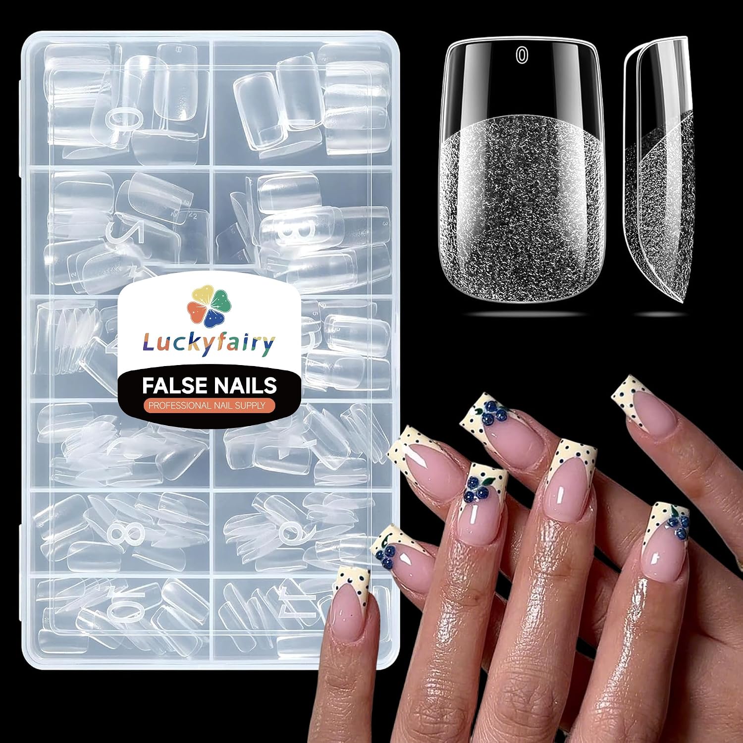 Luckyfairy Short Square Nail Tips - 240PCS Full Cover Acrylic