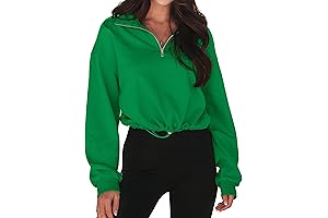 Women's Green Quarter Zip Sweatshirt: Elevate Your Casual Style