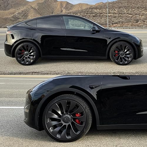 Miniatura 5 de Juego de 4 cubiertas de pinza compatibles con accesorios Tesla Modelo Y, 2020-2023 de 19 y 20 pulgadas, cubierta de pinza de freno delantero y
