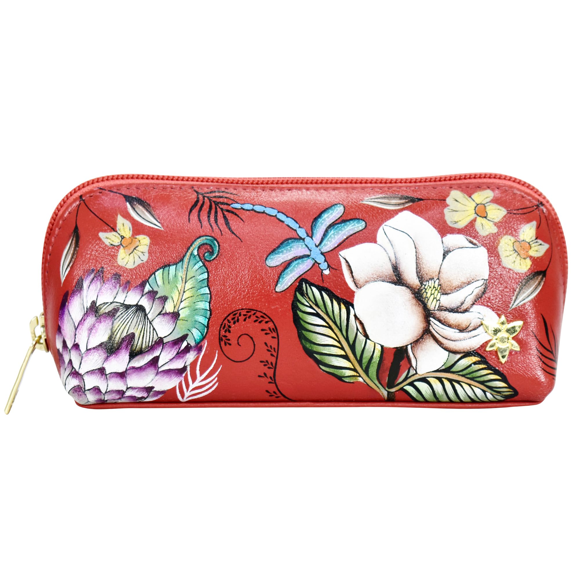 Women's Hand-Painted Genuine Leather Medium Zip-Around Eyeglasses & Cosmetic Pouch-image-36