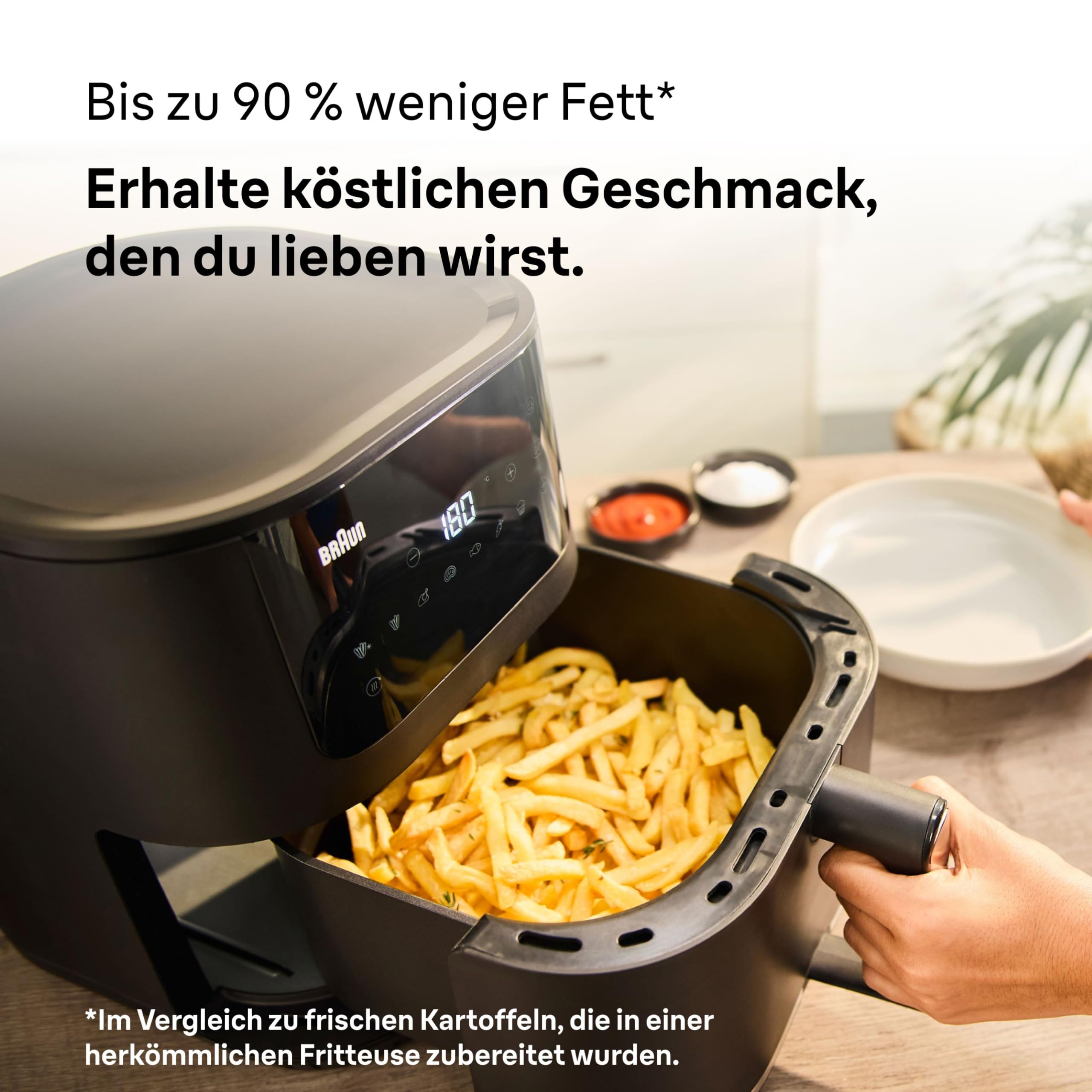 Braun MultiFry5 HF5030IBK, frytkownica powietrzna, pojemność 6 l, 8 programów gotowania, cyfrowy wyświetlacz LED, antypoślizgowe nóżki, temperatura 80-200°, kosz do mycia, 1700 W, matowy czarny