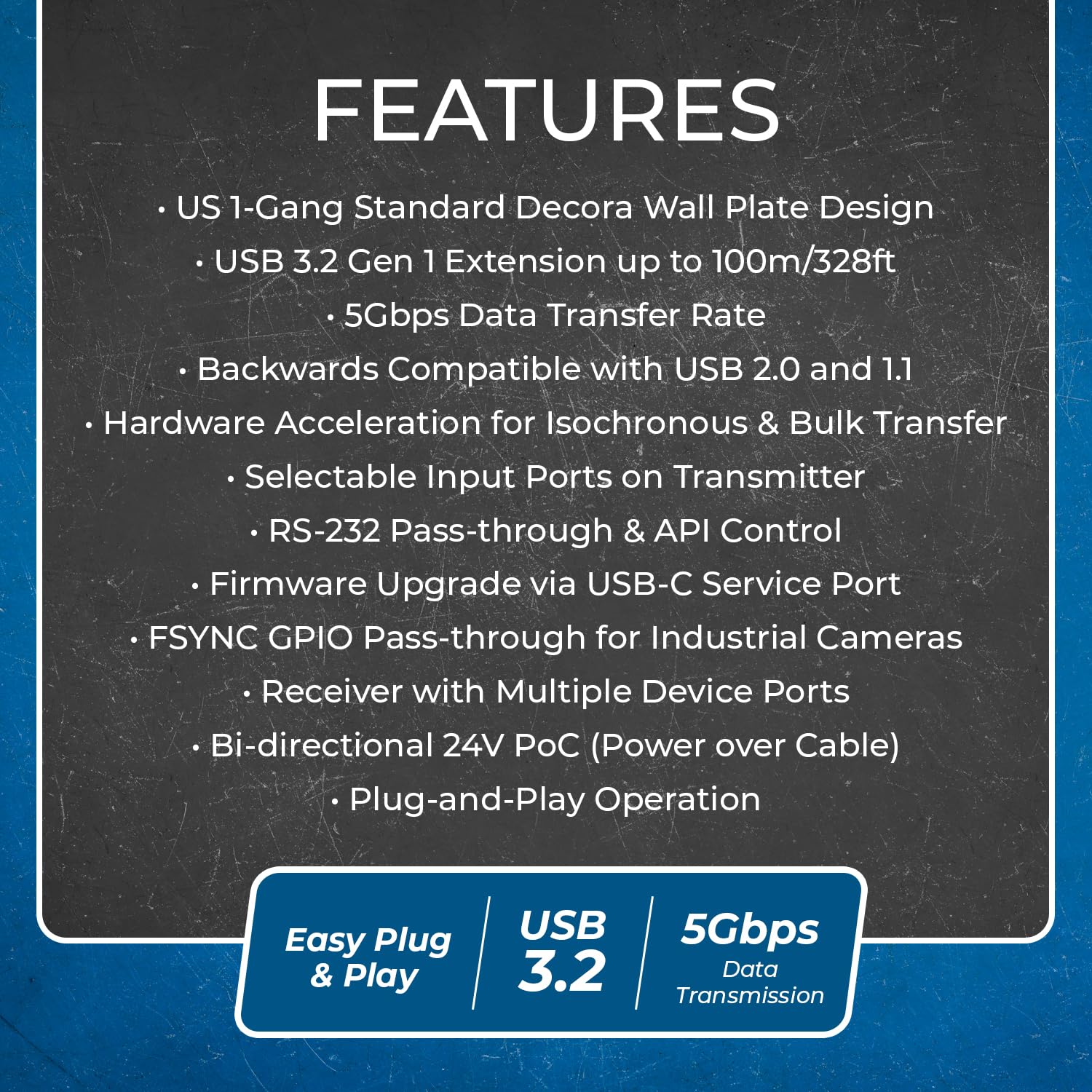 OREI USB 3.2 Wall Plate Over Ethernet HDbaseT Cat6 Extender LAN Upto 330 Feet - Dual Host Extends USB-C/USB-B Signal Over Ethernet - Power Over Cable
