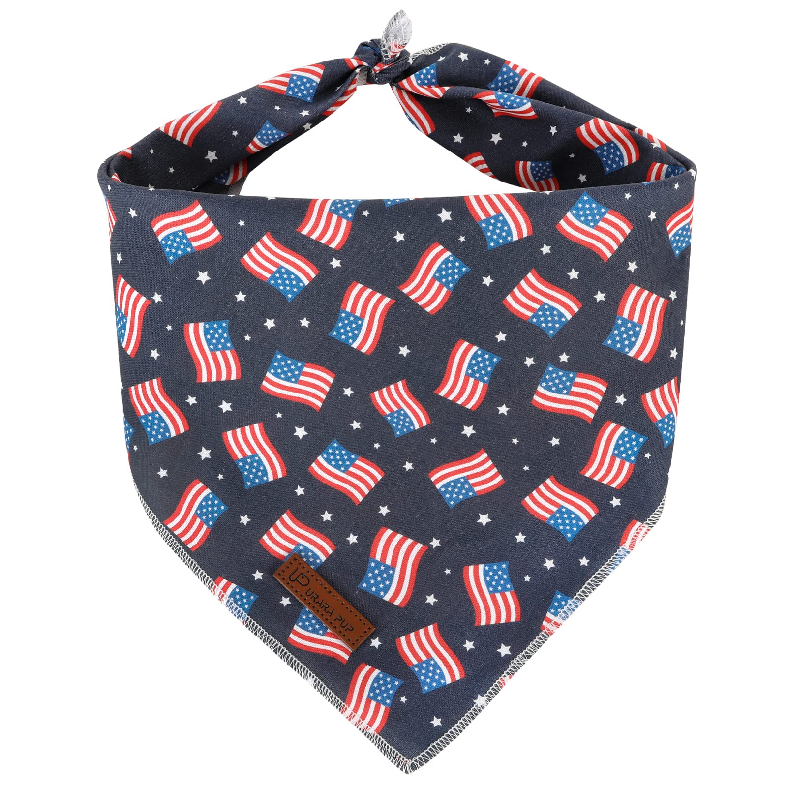 UP URARA PUP 4th of July Dog Bandana, Patriotic Bandana for Small Medium Dog, Cute Patriotic Puppy Bandana, Cotton American Flag Pet Triangle Bid