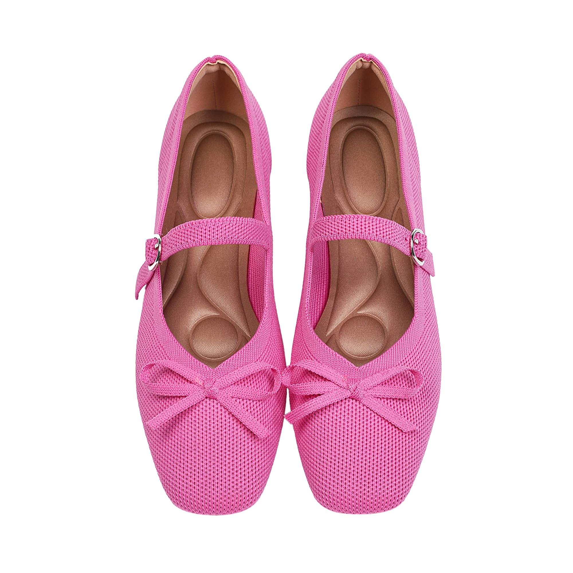 itbieong Knit Flats with Ankle Strap