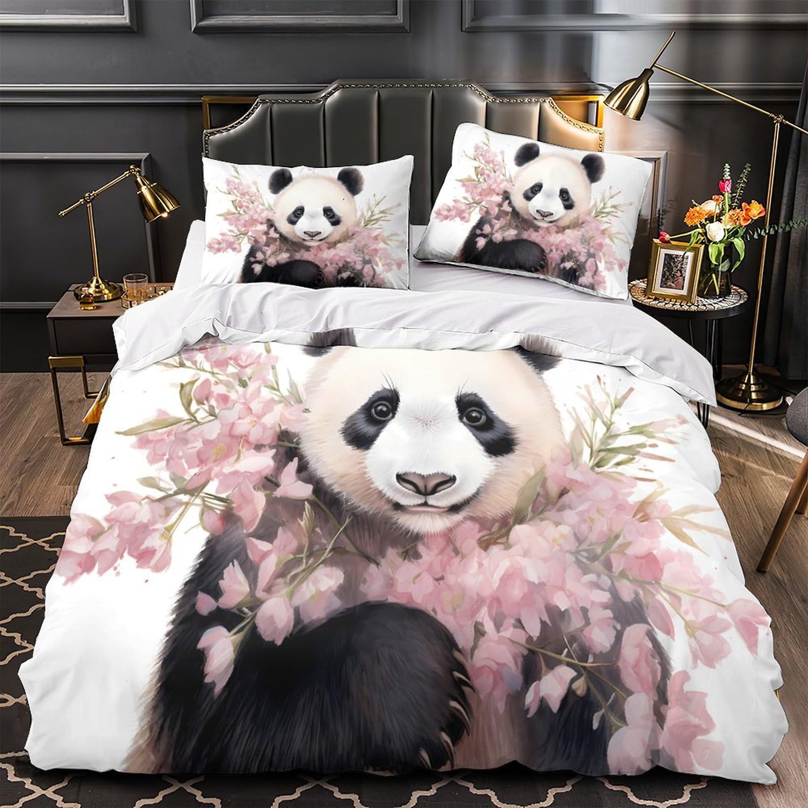 Housse de couette panda 3D pour des nuits douillettes en couple dans une chambre moderne King