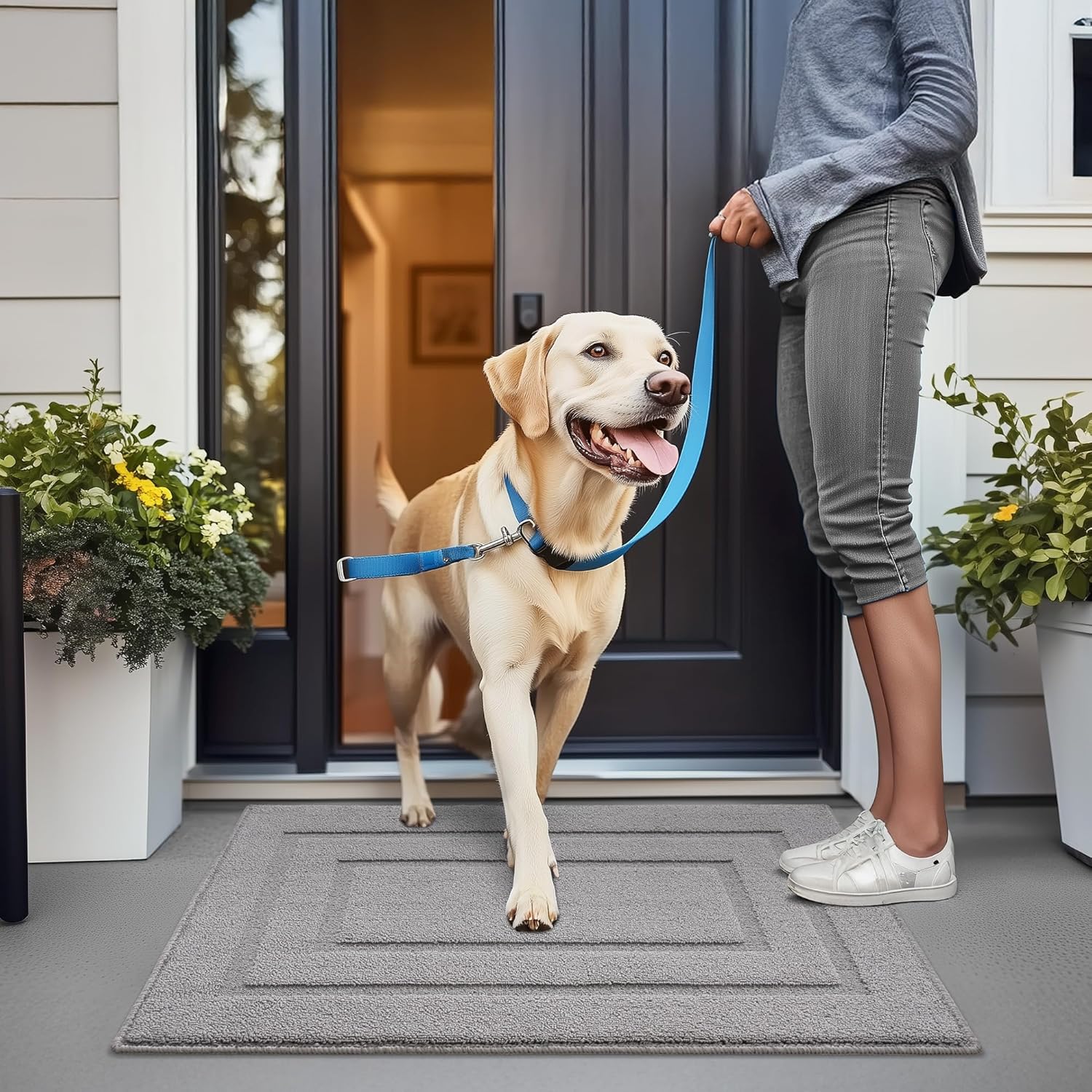 GRANNY SAYS Front Door Mat Indoor Entrance, Indoor Door Rugs for Entryway, Low-Profile, Non-Slip Rugs, Washable Floor Mat, 36x24, Grey