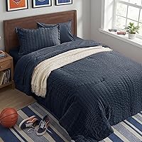 Vista 41 de Zzlpp Juego de edredón Queen de 7 piezas, ropa de cama de seersucker naranja quemado en una bolsa con sábanas, juegos de ropa de cama ligeros con 1