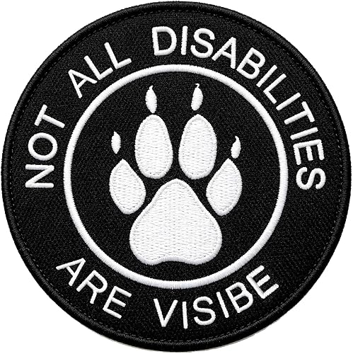 Service Dog Patch, Not All Disabilities are Visible Embroidered Dog Paw Patch for Vests/Harnesses, Emblem Fastener Tactical Hook & Loop Patch (Paw Abilities)