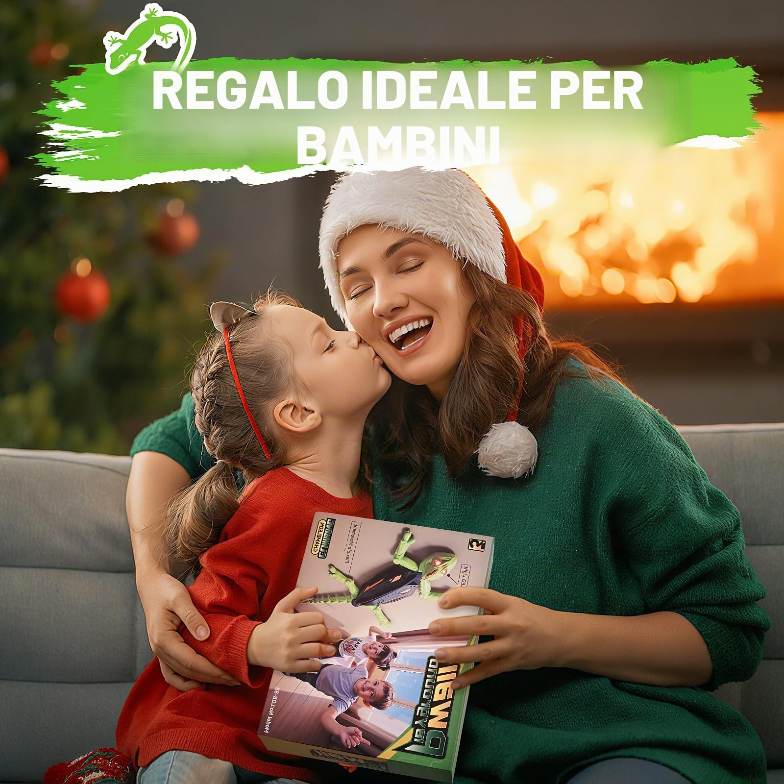 Gerbala Geco Telecomandato, Lucertola Robot Giocattoli, Pareti e Soffitti Scalabili, Lucertola Telecomandata con Occhi LED Luminosi, Movimenti Realistici, Regalo per Bambini Bambine 3+ Anni