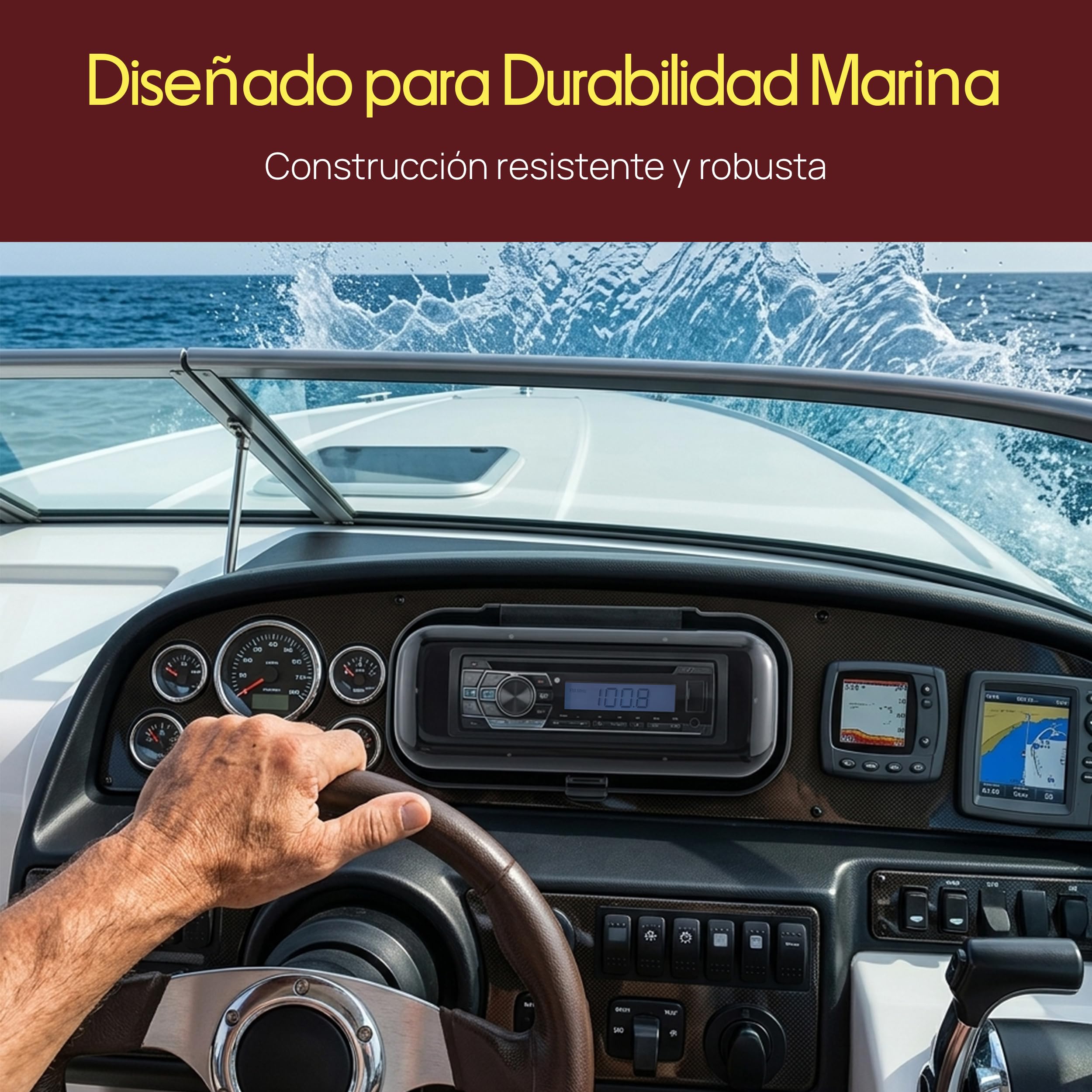 Pyle Carcasa de Radio para Barco, Cubierta Protectora, contra Salpicaduras, con Tapa Abatible, Facil de Montar