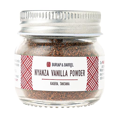 Burlap & Barrel Nyanza - Polvo de vainilla  Sabor dulce y clásico de vainilla con aroma a tanino de dátiles  Adecuado para hornear y cocinar  Como