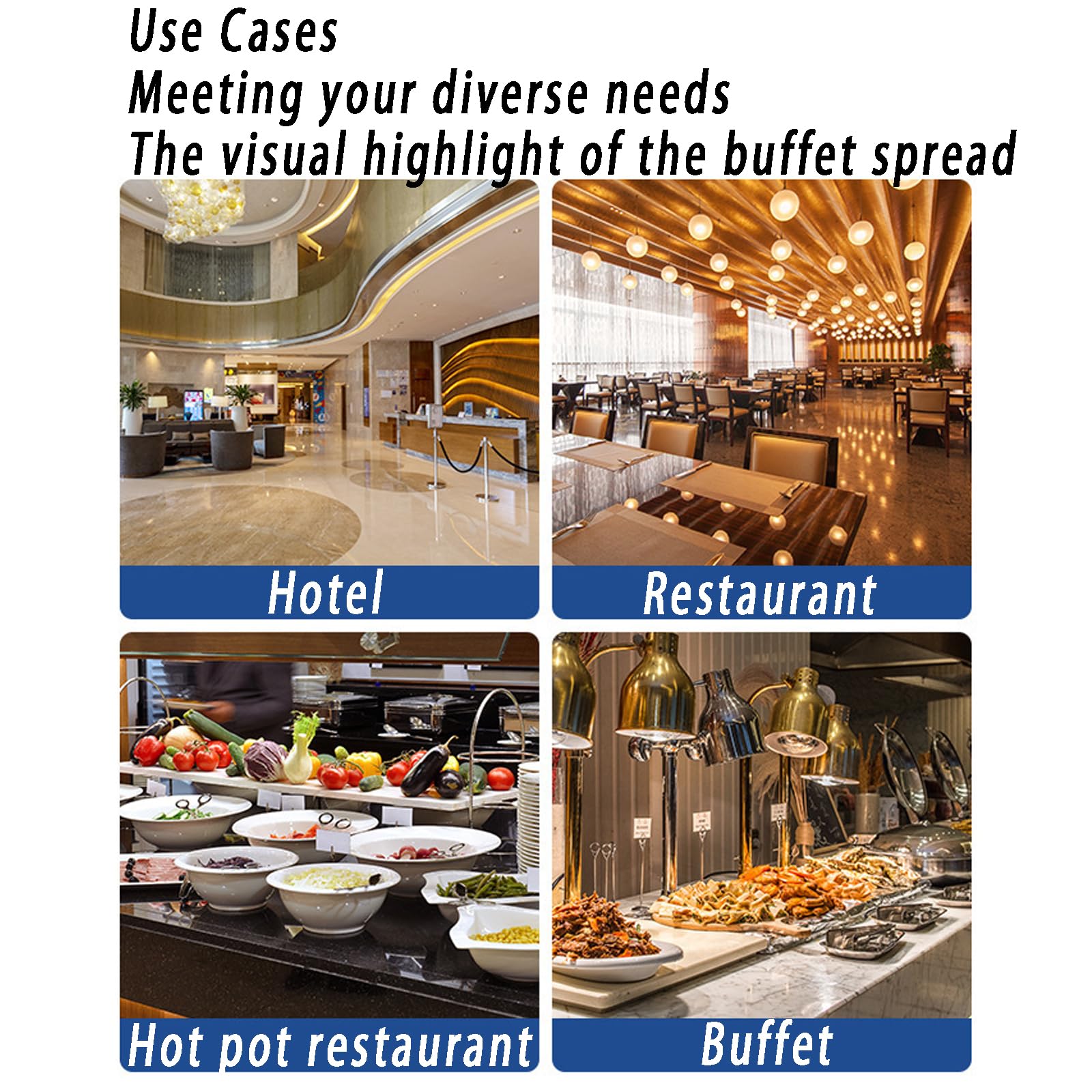 Paquete de Platos de para bufé, Catering, Calentador de Alimentos | sartén fría y caliente con soporte para tapa, juego de platos de cena de acero inoxidable grueso, servidor de buffet