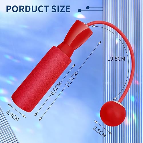 Miniatura 5 de Cuerda de saltar inalámbrica Cuerda de saltar con peso Cuerda de saltar interior cuerdas de salto reemplazables rojo