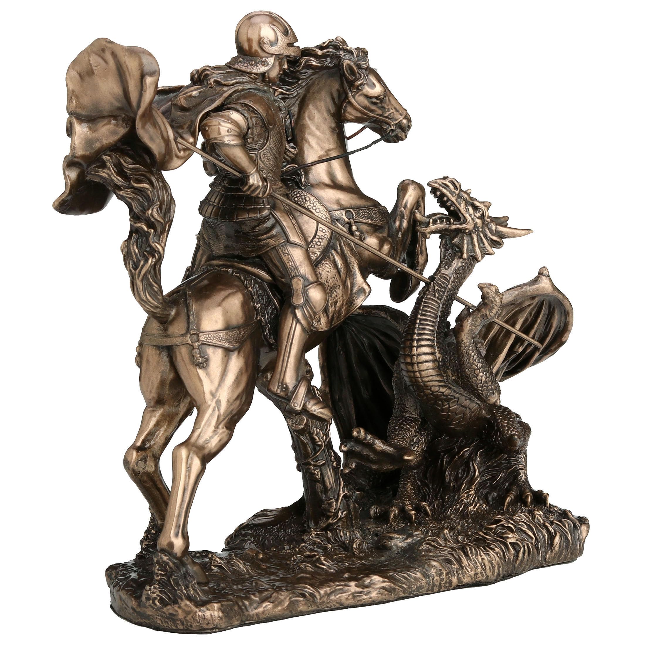 Veronese Design Escultura de Resina fundida en frío de 6 1/4 Pulgadas de San Jorge el Matadragones con Acabado de Bronce