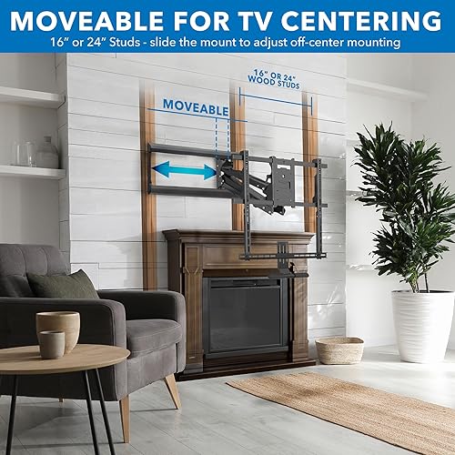 Miniatura 8 de Mount-It! Soporte de pared para chimenea para TV, soporte de TV desplegable sobre chimenea, soporte de manto desplegable con asistencia de resorte,