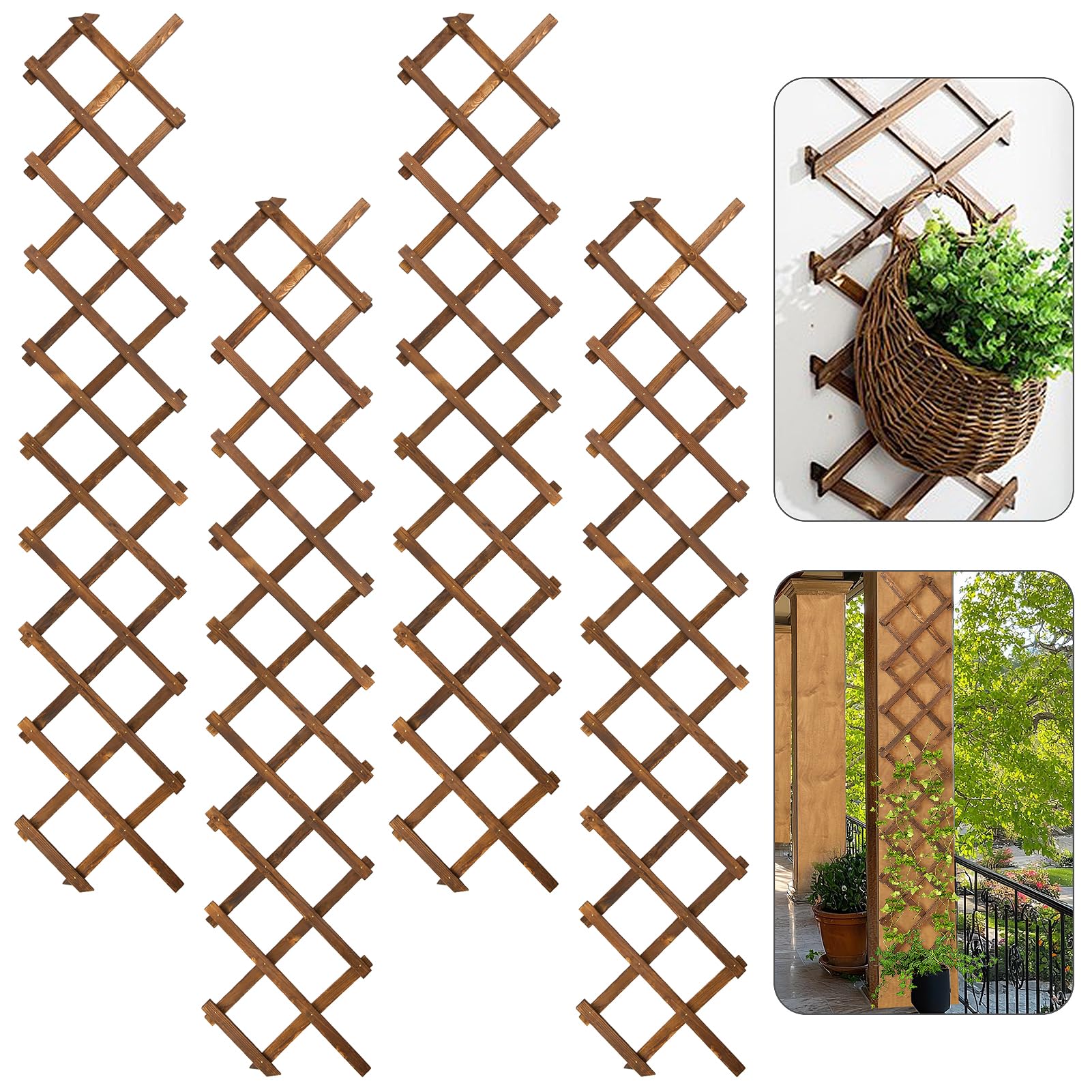 ANPHSIN 4-Pack Expandable Wood Wall Trellis