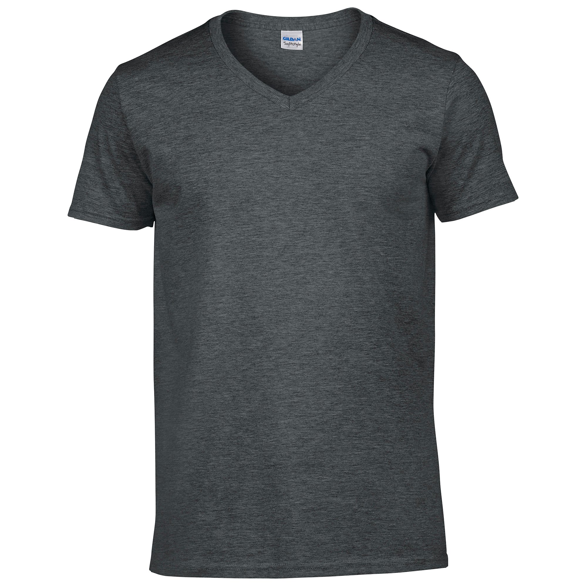 Gildan (2Xl, Dark Heather) Mens Soft Style V-Neck Short Sleeve T-Shirt