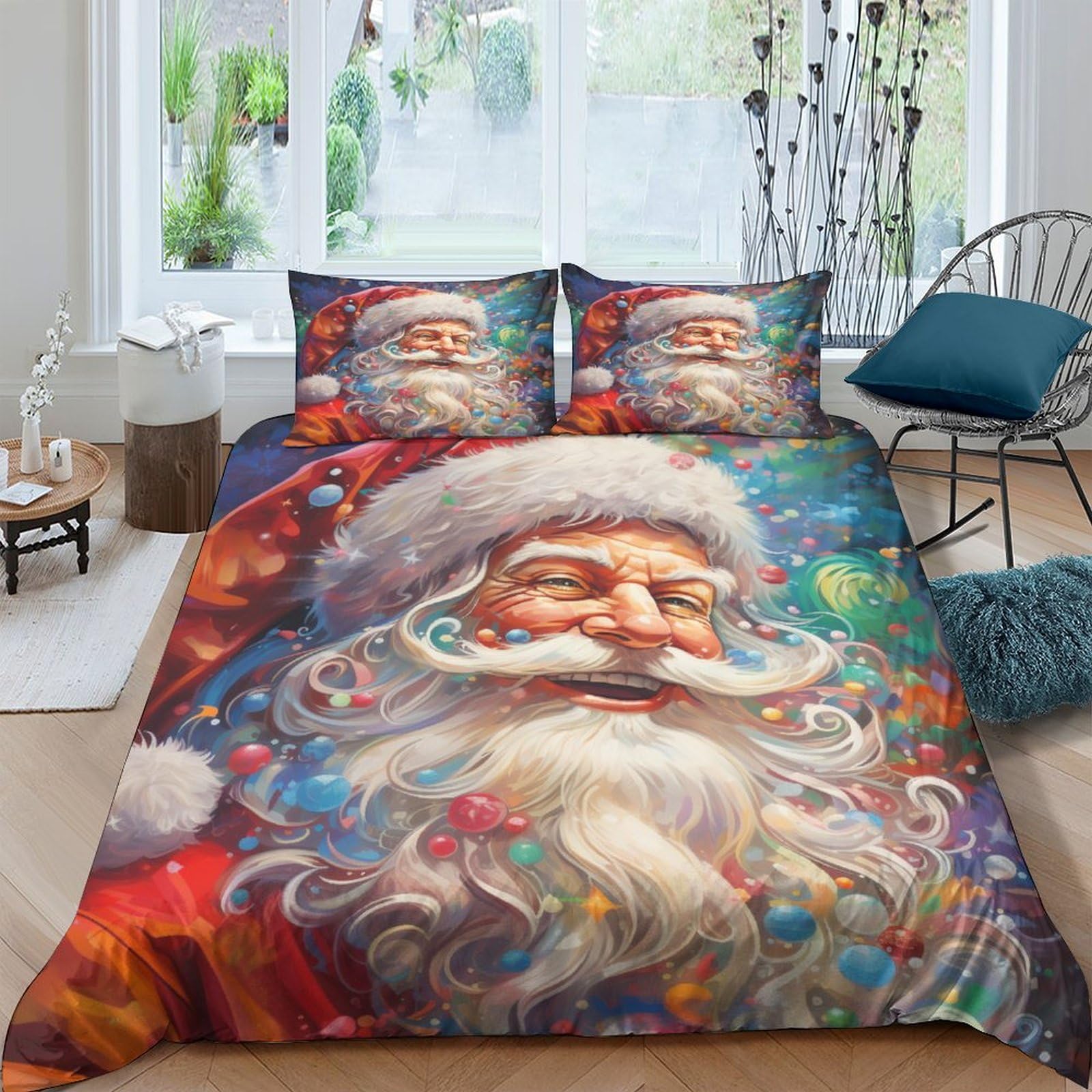 Housse de couette Noël zippée fini la couette qui glisse avec notre parure 3 pièces