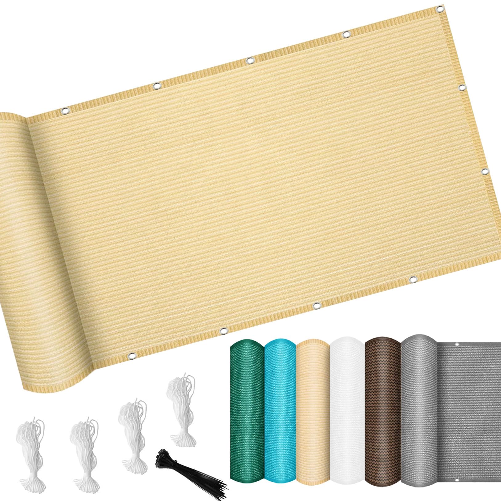 Voile d'ombrage 3x7m rectangulaire crème haute densité avec œillets pour jardin
