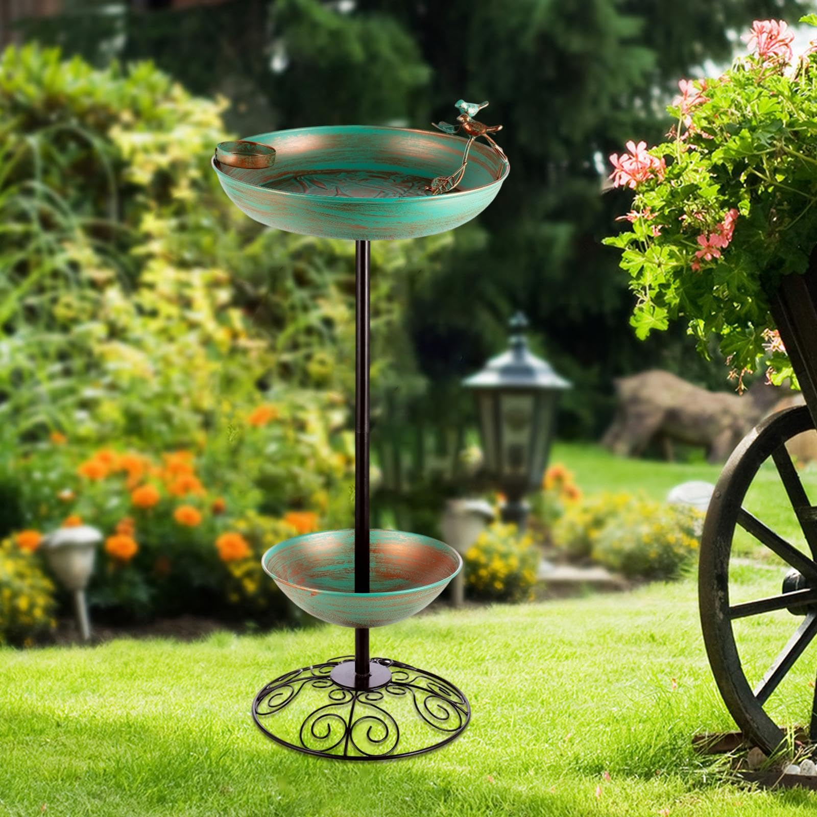 Bagno per Uccelli da Giardino, Mangiatoia con Fondo Piatto, per