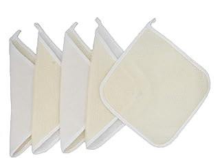 5 Pack Soft Weave Home Spa Bath Shower Exfoliating Massage Face Body Wash Cloths, Dual-Sided With Exfoliating Scrub and Soft Terry Cloth Towel