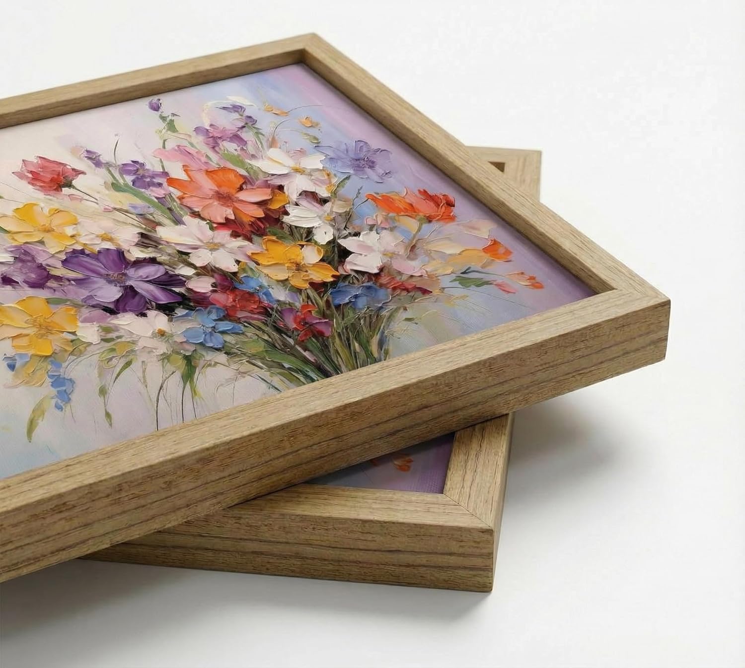 Framed 3D Texture Colorful Flower Canvas Wall Art Watercolour Wildflower Wall Decor Picture Flower Botanical Poster Print painting for Living room bedroom bathroom Home Decoration