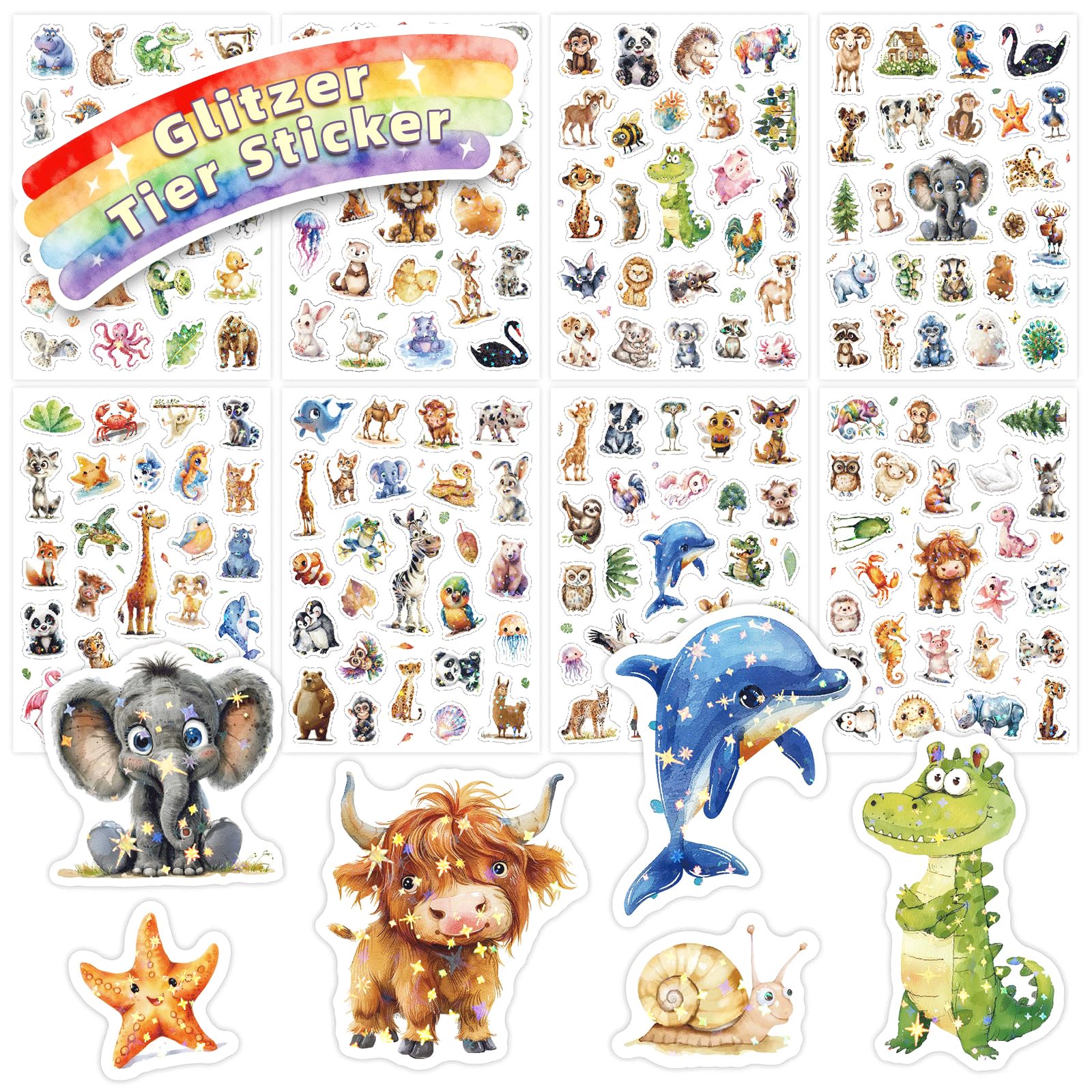 Space Glitter Stickers for Kids,8 PCS Cute Dinosaur Stickers for Scrapbooking, Teachers Classroom Prizes, Birthday Gift Idea, Party Favors,Laptop Stickers for Girls Boys Students Decorations